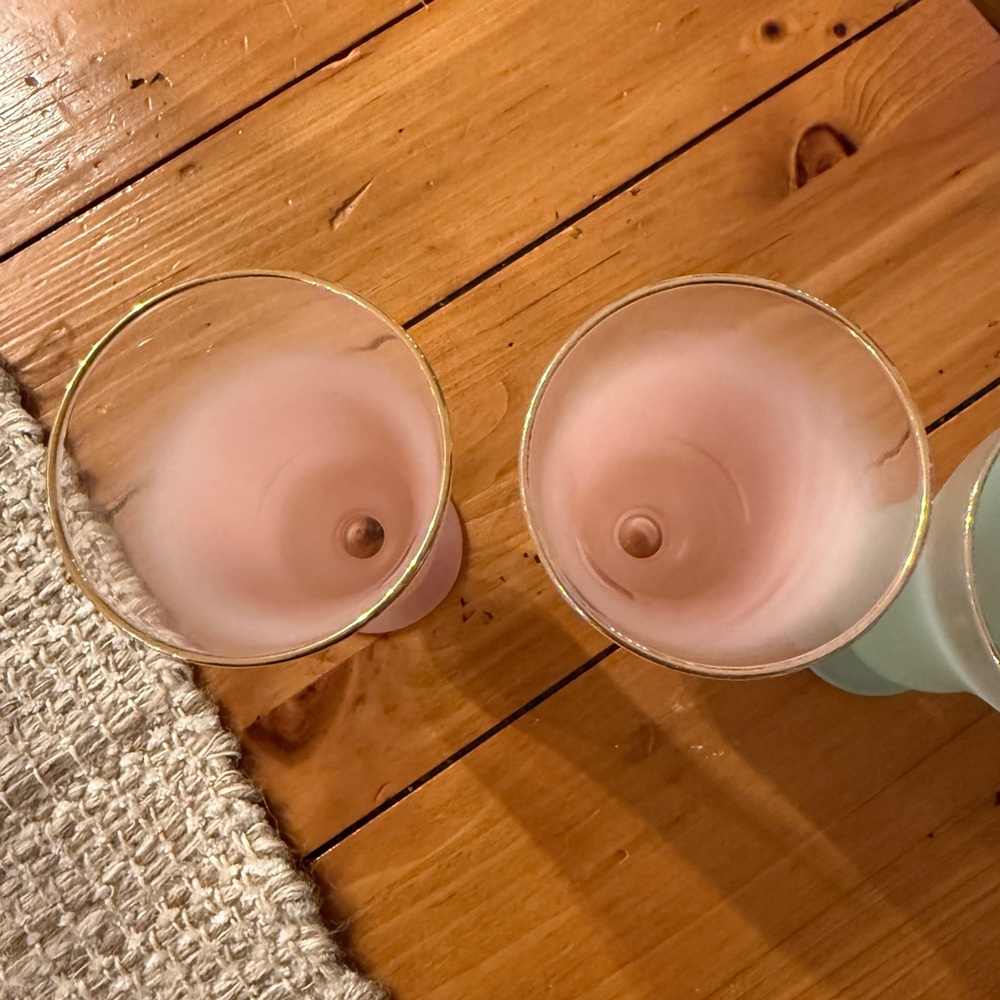 Blendo 4 Frosted Pastel Ombré Glassware Set Parfait Cocktail Glasses MCM Vintage - Picture 8 of 16